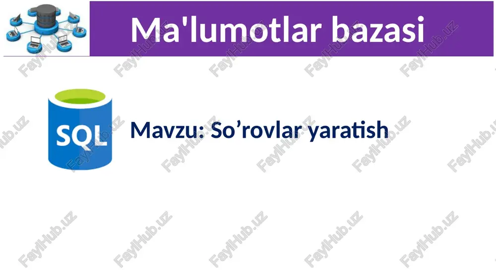 sql tilida so'rovlar — PPTX