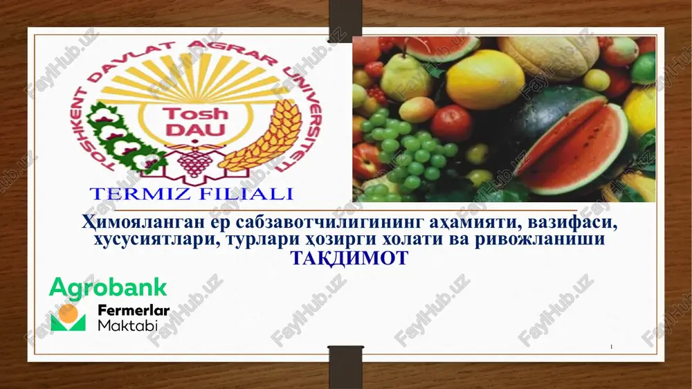 ximoyalangan er sabzavotchiligi — PPTX