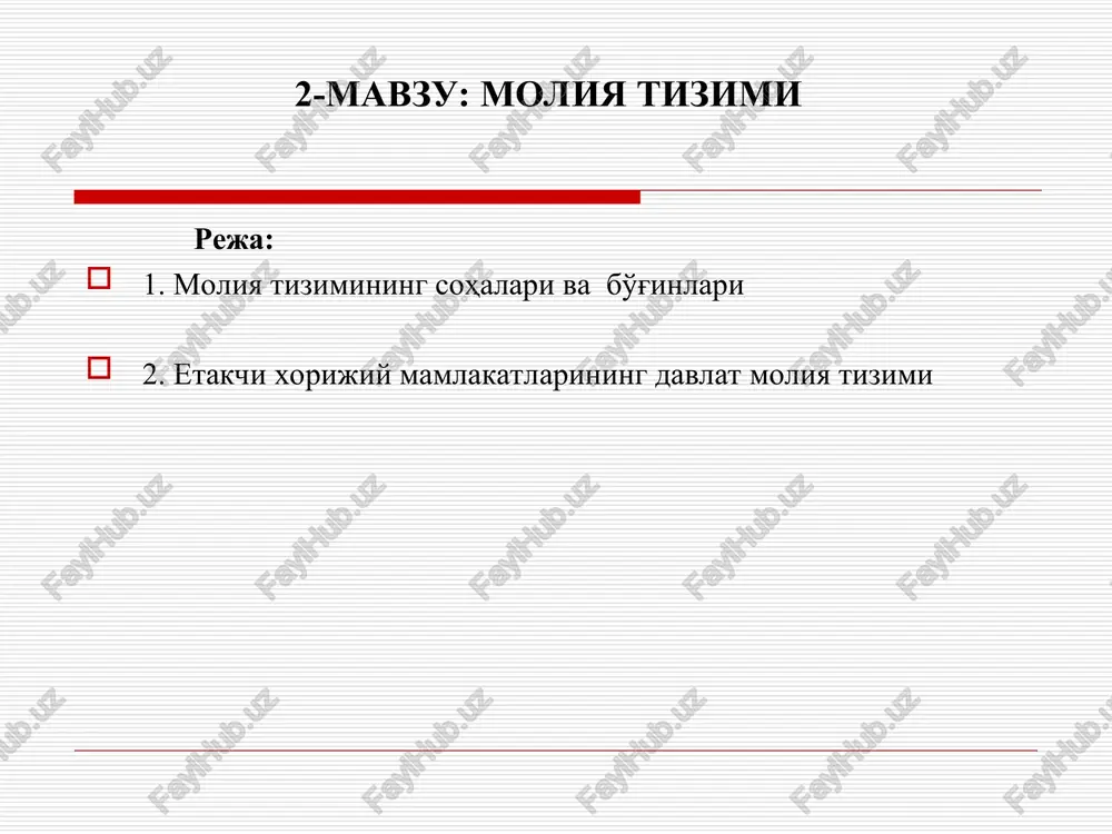 moliya tizimi — PPT