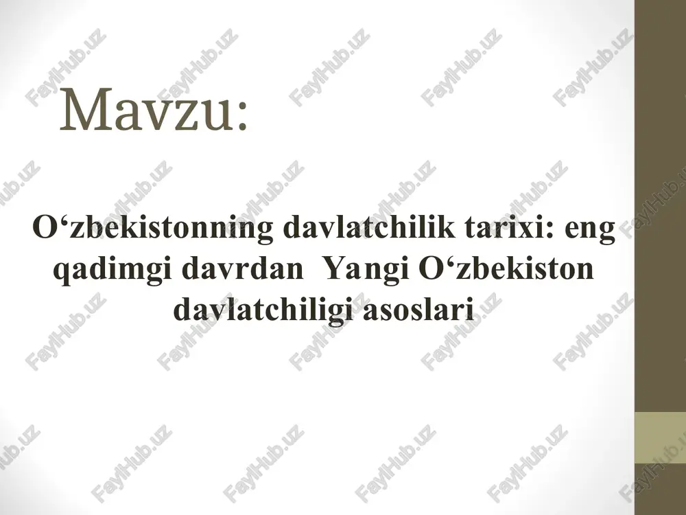 o‘zbekistonning davlatchilik tarixi — PPT