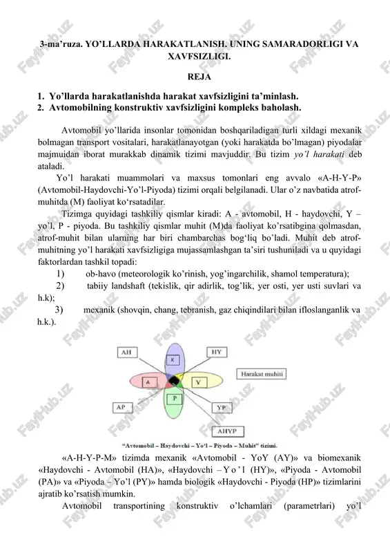 yo’llarda harakatlanishda harakat xavfsizligini ta’minlash — DOCX