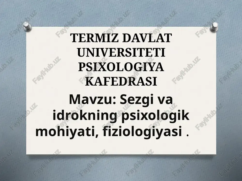 sezgi va idrok psixologiyasi — PPT