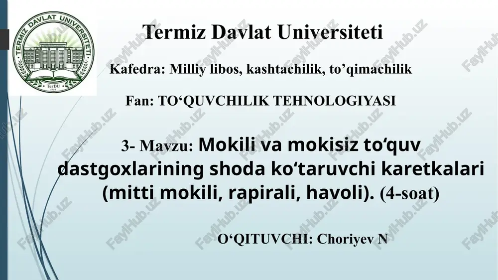 to‘quvchilik tehnologiyasi — PPTX