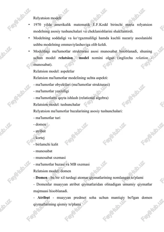 relatsion modeli — DOCX