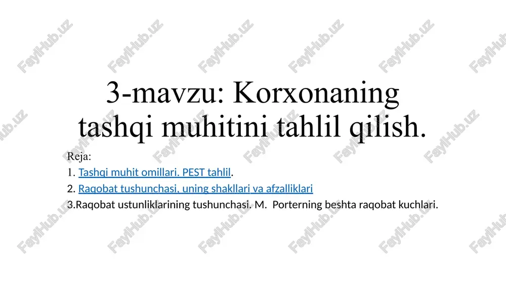 raqobat ustunliklari — PPTX