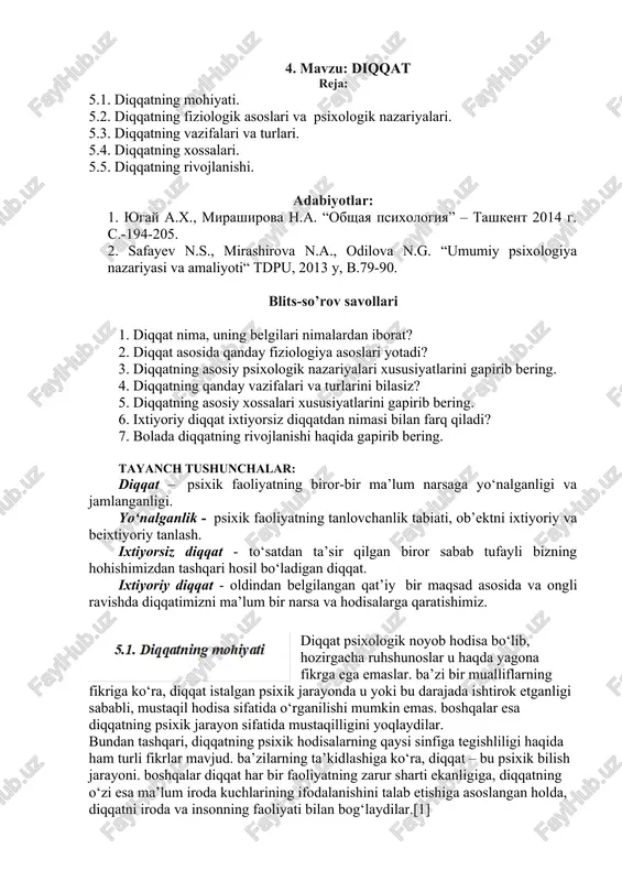 diqqatning mohiyati — DOCX