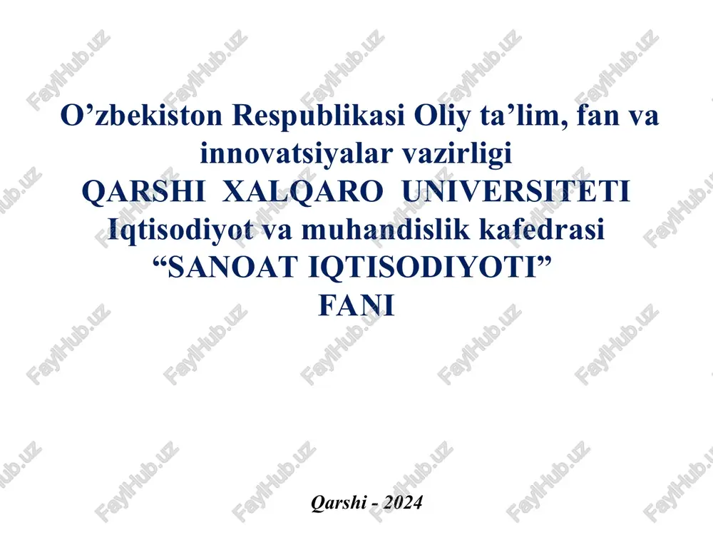 sanoat iqtisodiyoti — PPT