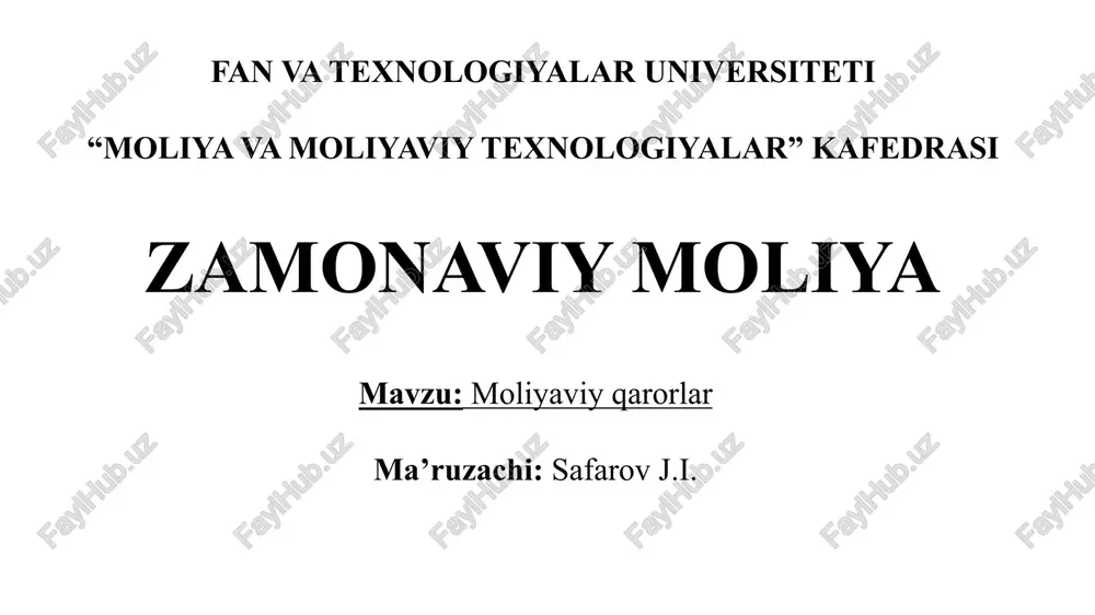 moliyaviy qarorlar — PPTX