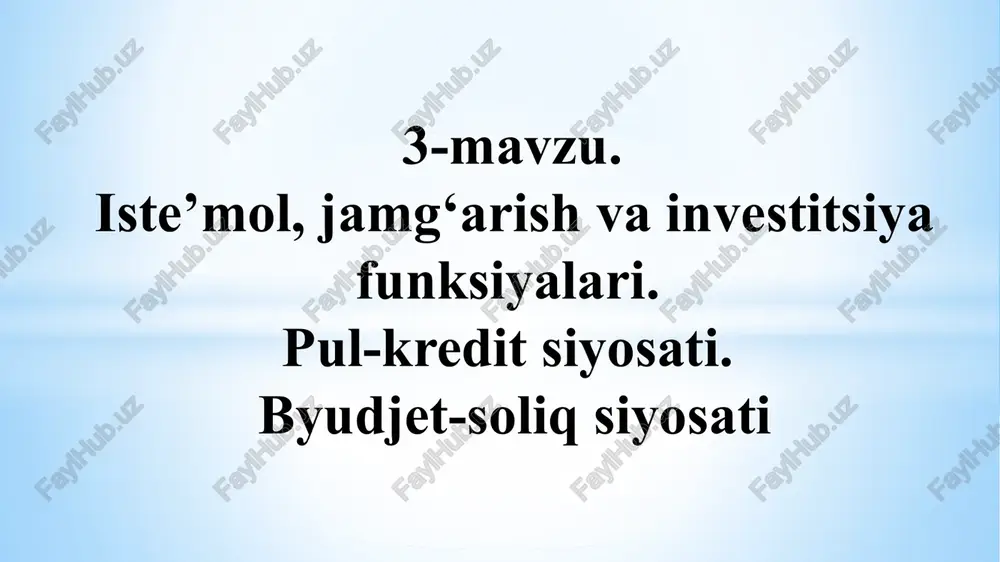 uy xo‘jaliklarining iste'mol xarajatlari — PPTX