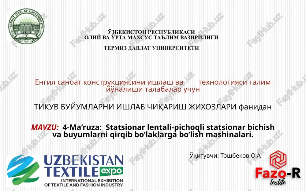 statsionarlenta-pichoqlibichishmashinalari — PPTX