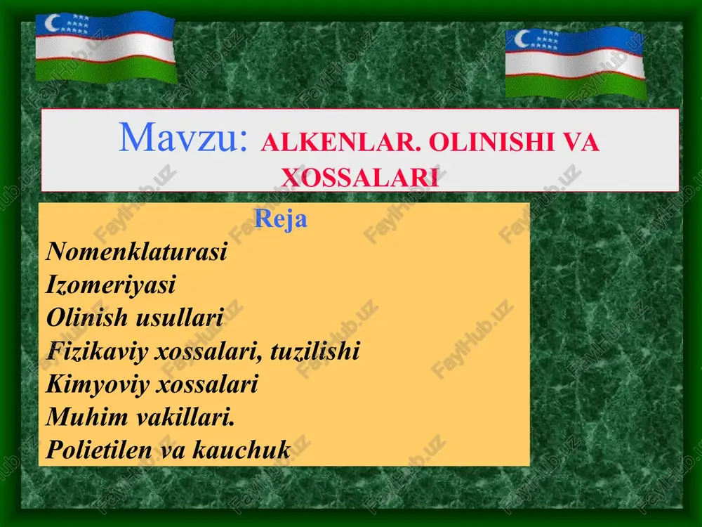 alkenlar.olinishi va xossalari — PPT