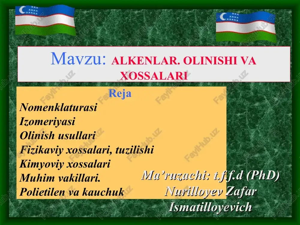 alkenlar.olinishi va xossalari — PPT