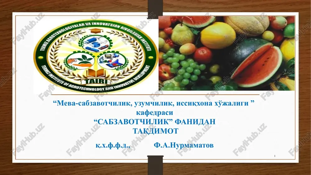 tomatdosh sabzavotlar — PPTX