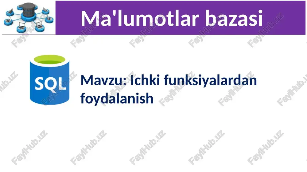 ichki funksiyalardan foydalanish — PPTX