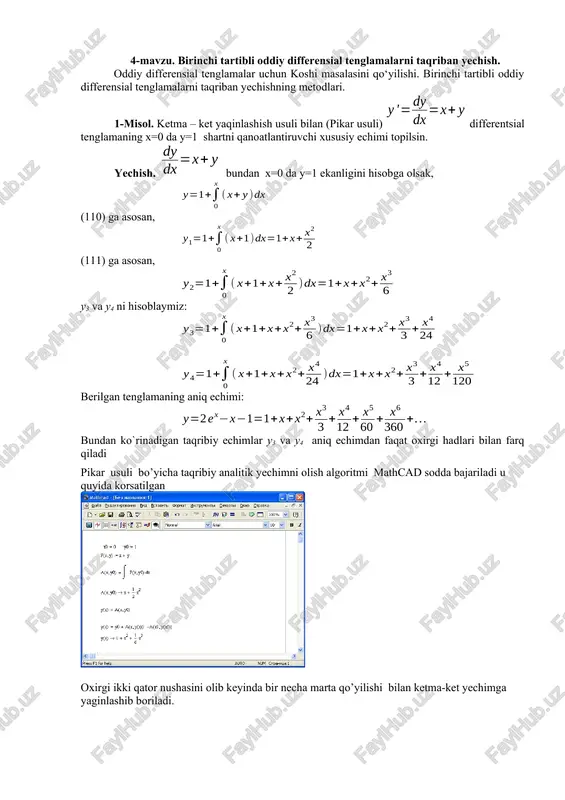 oddiy differensial tenglamalar — DOCX