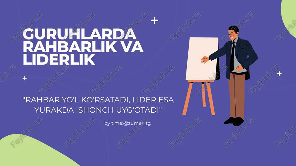 guruhlarda rahbarlik va liderlik — PPTX