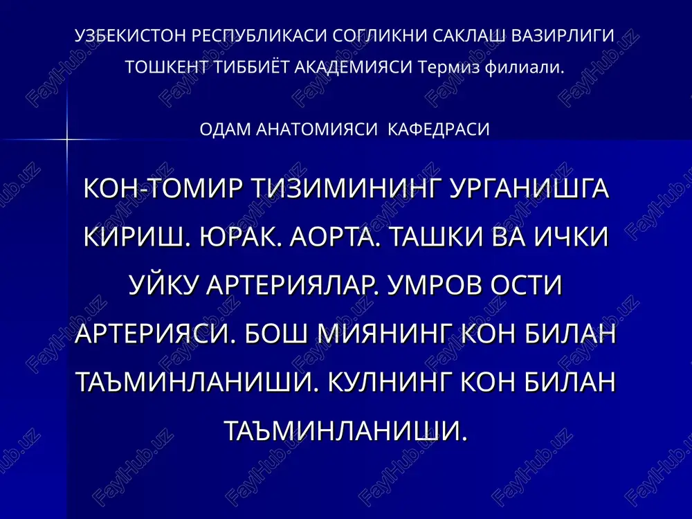 odam anatomiyasi kafedrasi — PPT