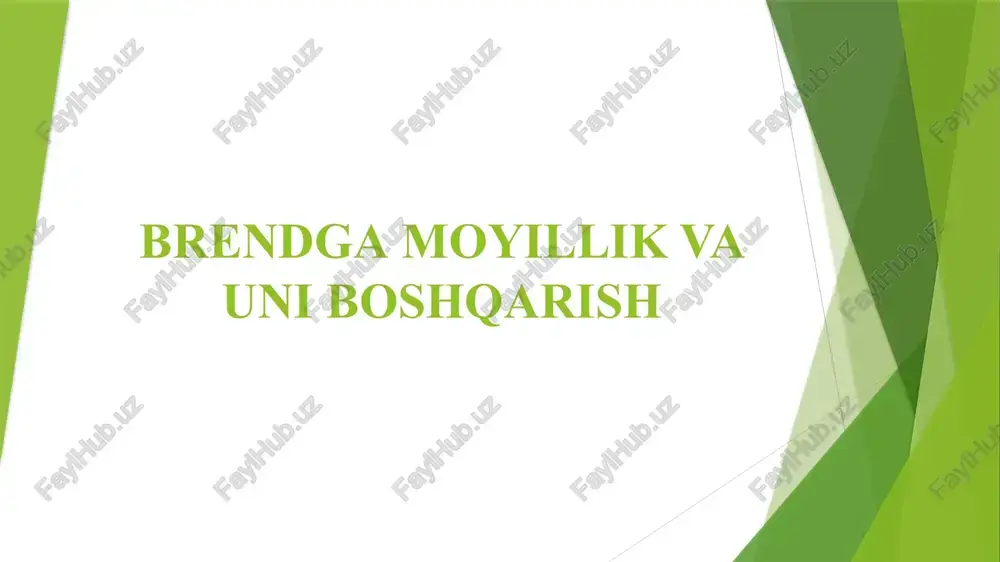 brendgamoyillik va uni boshqarish — PPTX