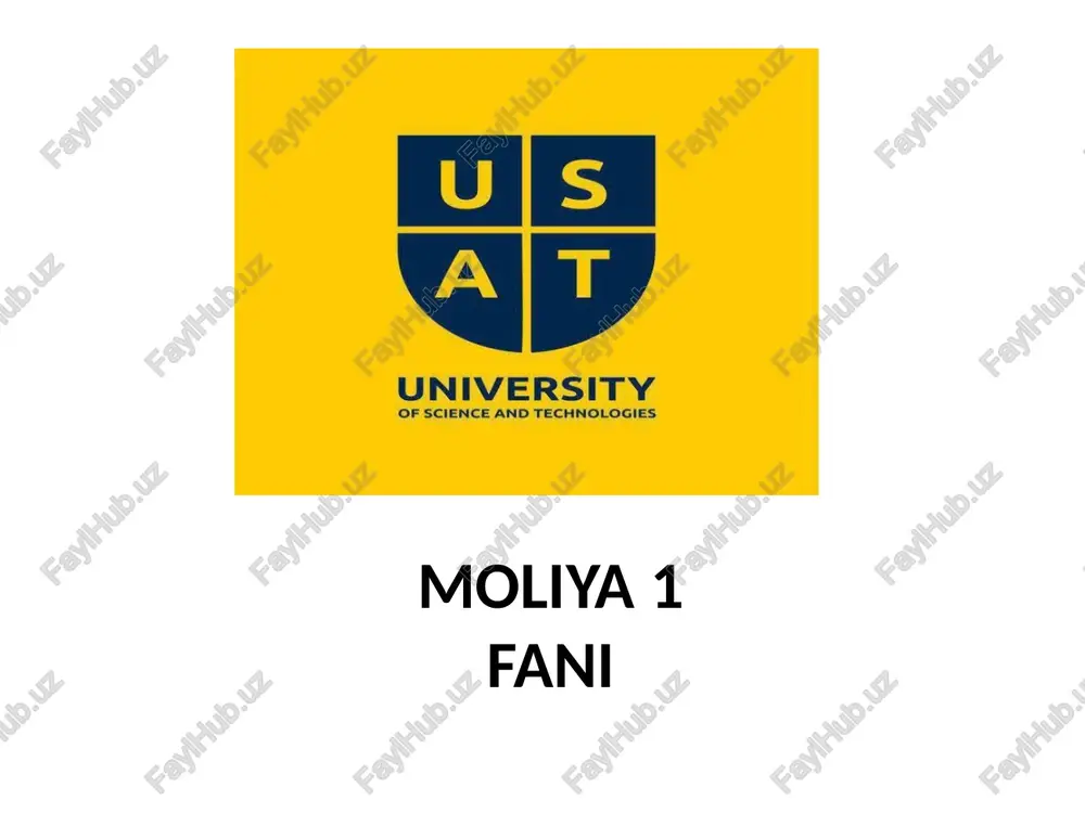 moliyaviyyangiliklar va moliyaviy bozorlar — PPTX