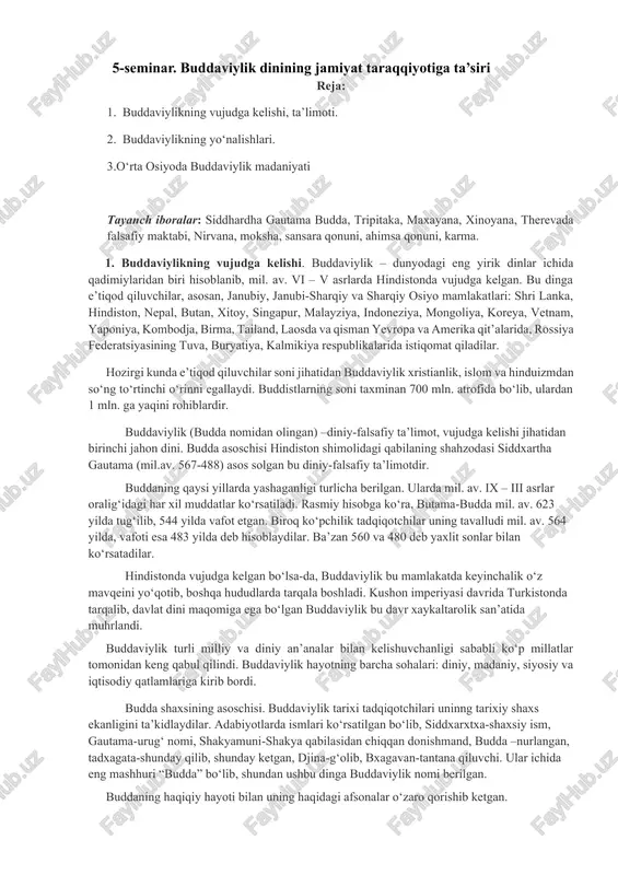 buddaviylik dinining jamiyat taraqqiyotiga ta’siri — DOCX