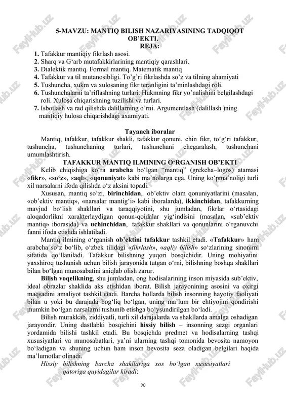 tafakkur mantiqiy fikrlash — DOCX