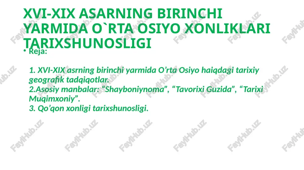o`rta osiyo xonliklari tarixshunosligi — PPTX