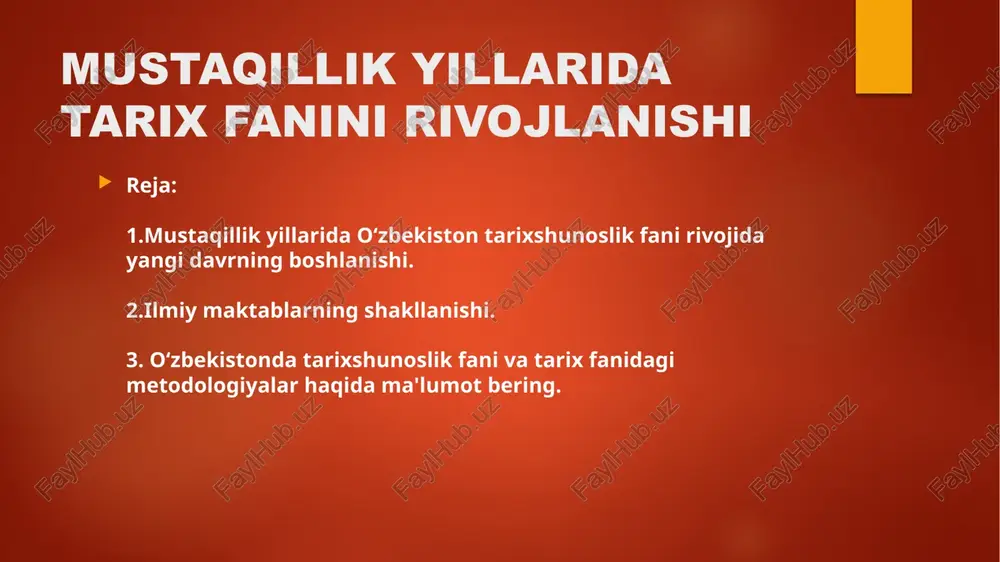 mustaqillik yillarida tarix fanini rivojlanishi — PPTX