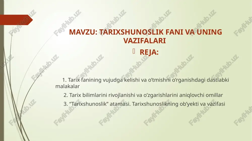tarixshunoslik fani — PPTX