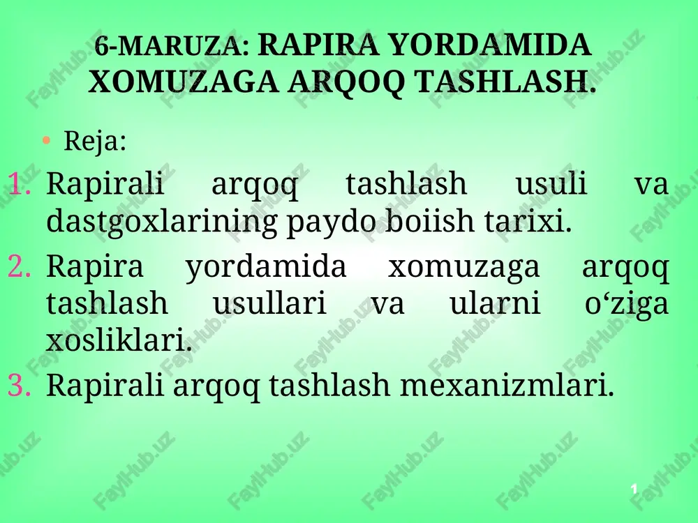 rapira yordamida xomuzaga arqoq tashlash — PPT