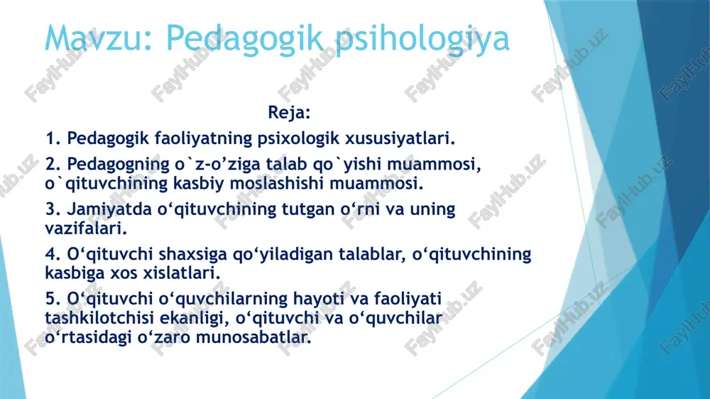 pedagogik psihologiya — PPTX