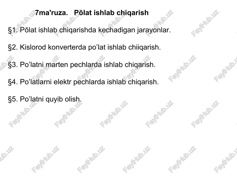 po'lat ishlab chiqarish — PPT