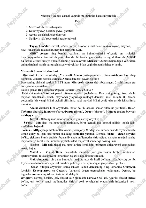 microsoft access — DOCX