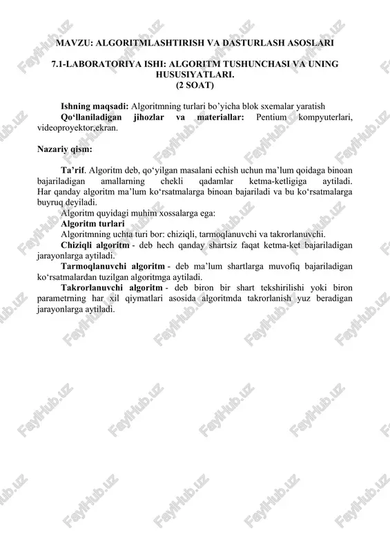 algoritmlashtirish va dasturlash asoslari — DOCX