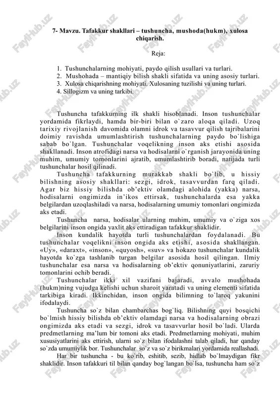 tafakkur shakllari — DOCX