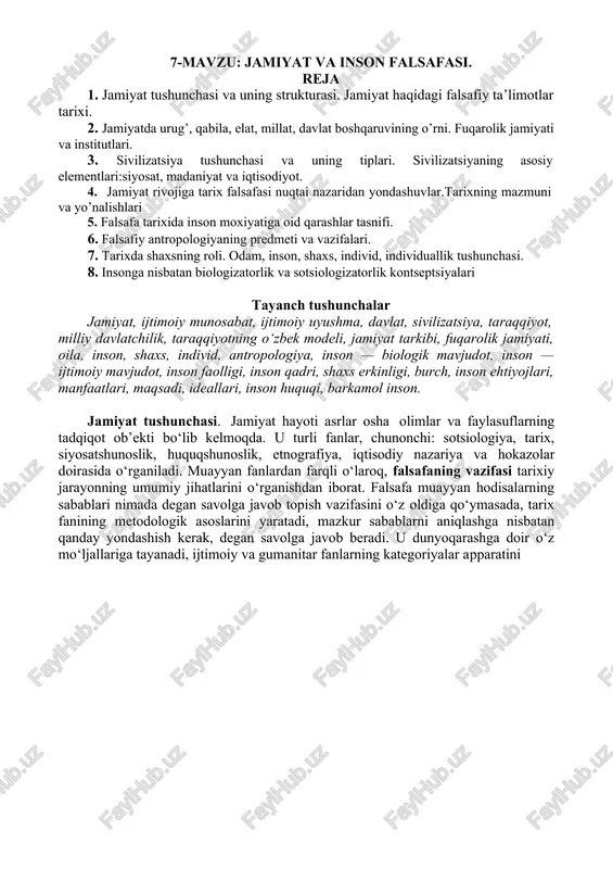 jamiyat va inson falsafasi — DOCX