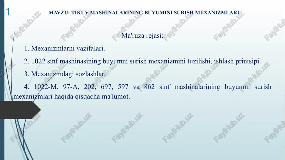 tikuv mashinalarining buyumini surish mexanizmlari — PPTX