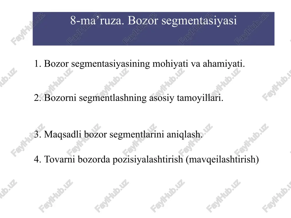bozor segmentasiyasi — PPTX
