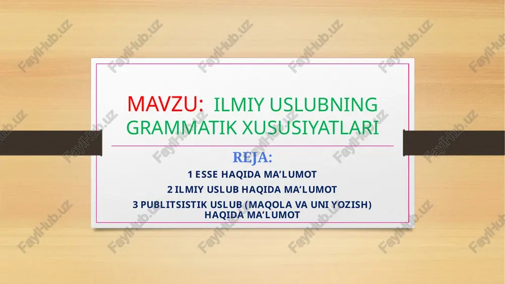 ilmiy uslubning grammatik xususiyatlari — PPTX