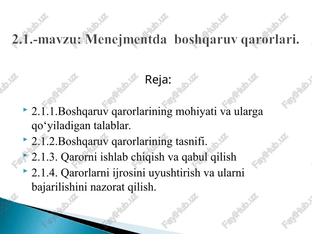 menejmentda boshqaruv qarorlari — PPT
