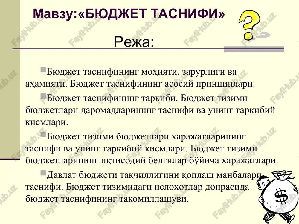 byudjet tasnifi — PPT