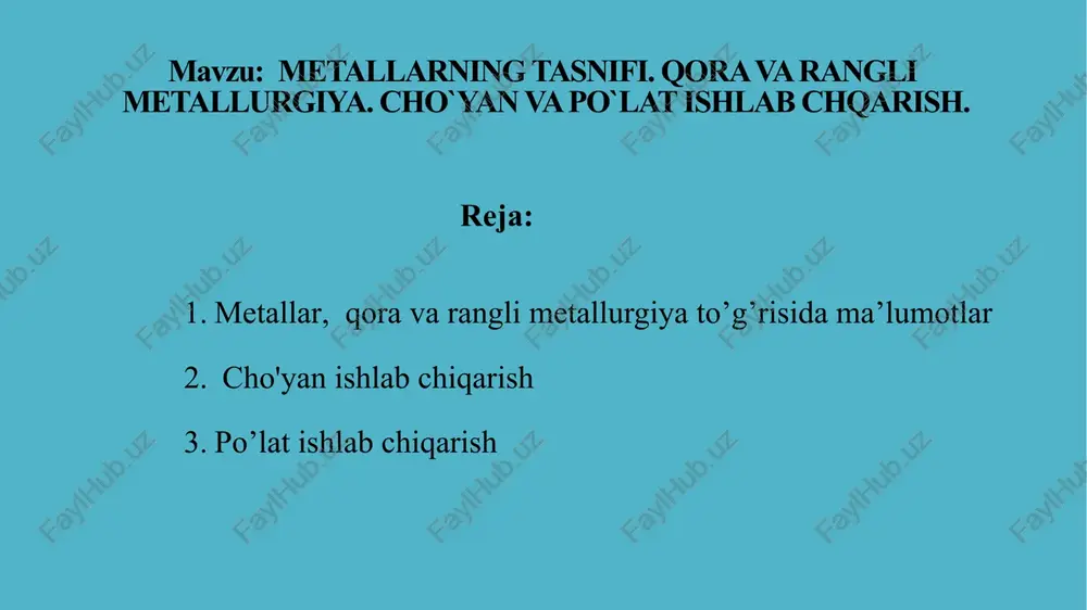 metallarning tasnifi — PPTX