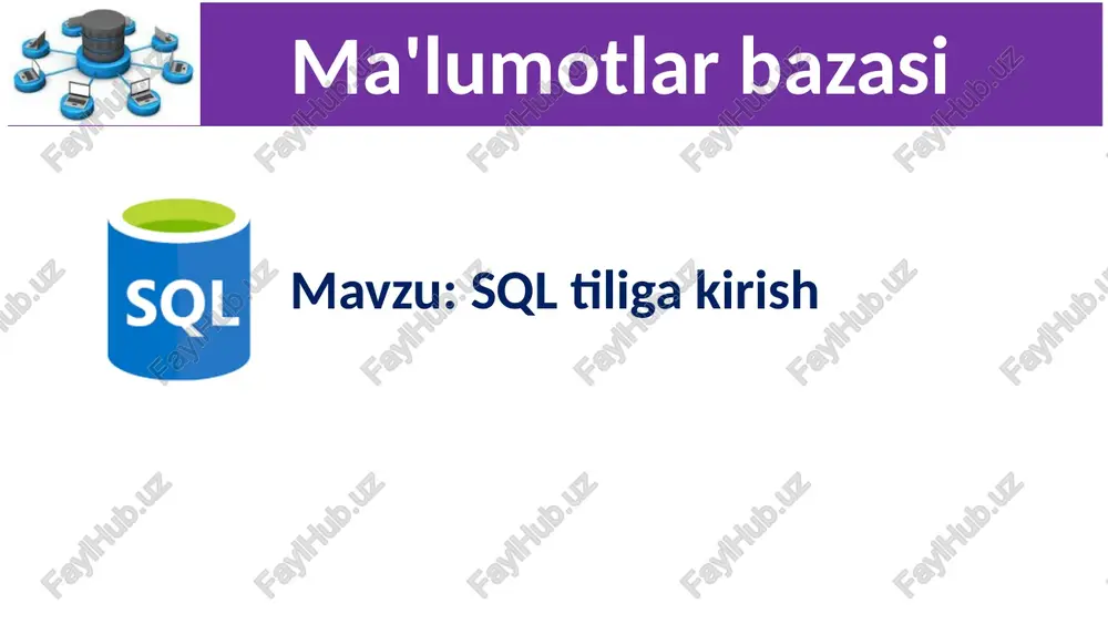 sql tiliga kirish — PPTX