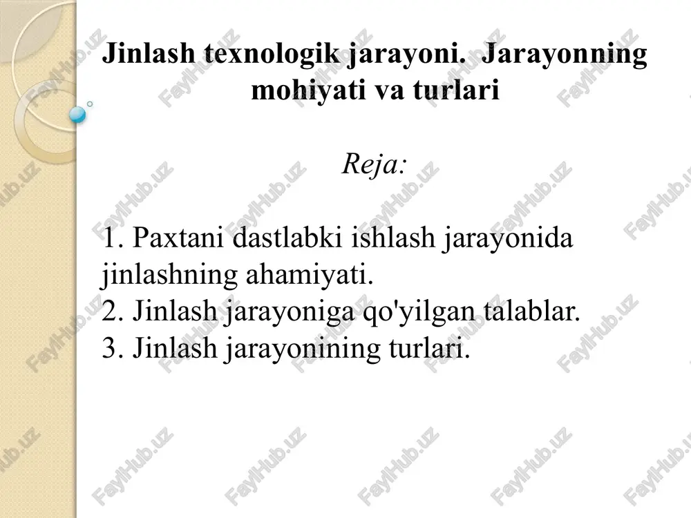 jinlash texnologik jarayoni — PPTX