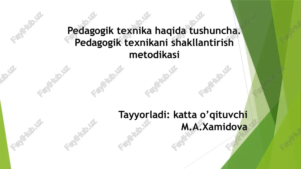 pedagogik texnika nishakllantirish metodikasi — PPTX