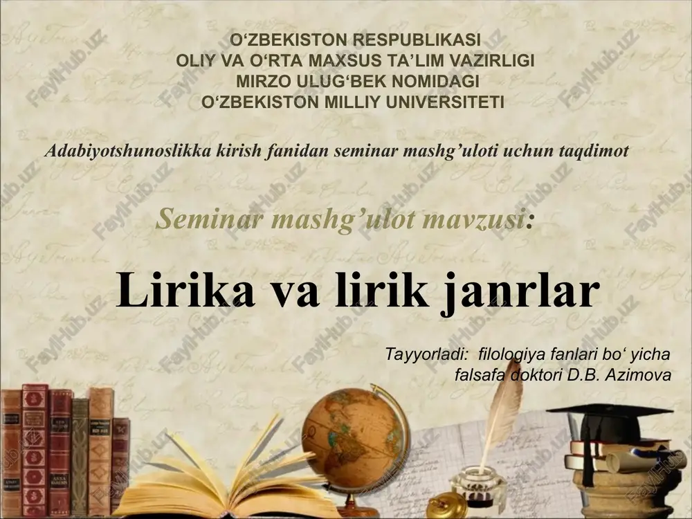 seminar mashg’uloti uchun taqdimot — PPT