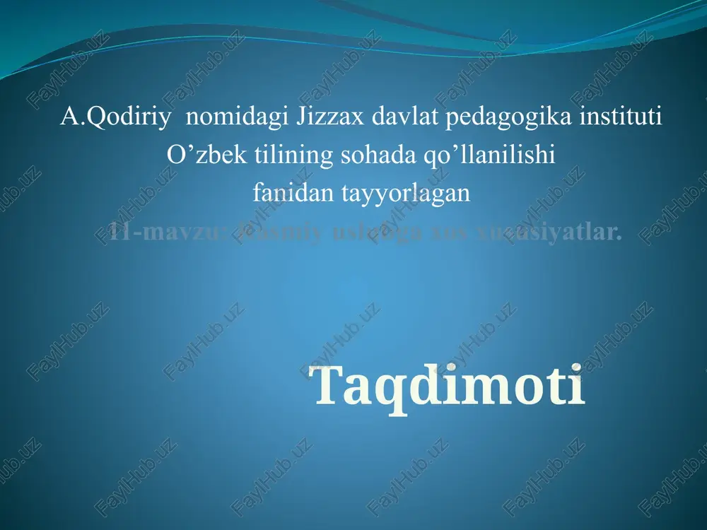 rasmiy uslubga xos xususiyatlar — PPTX