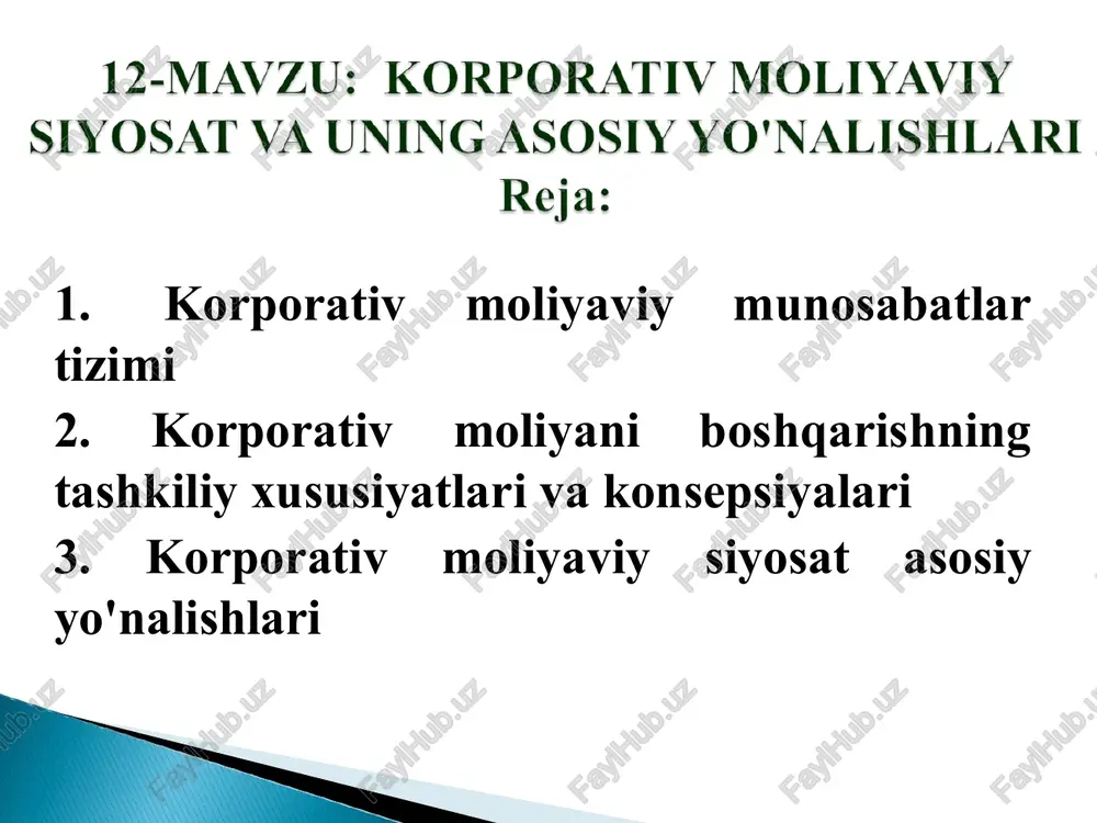 korporativ moliyaviy — PPT