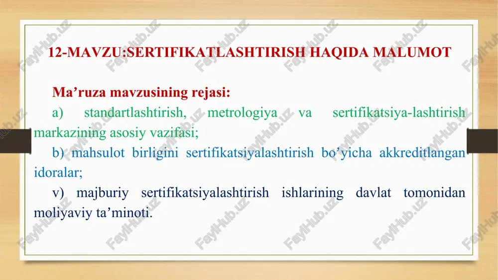 sertifikatlashtirish haqida malumot — PPTX