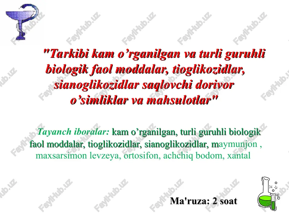 dorivoro’simliklar va mahsulotlar — PPT