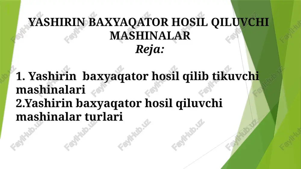 yashirin baxyaqator hosil qiluvchi mashinalar — PPTX